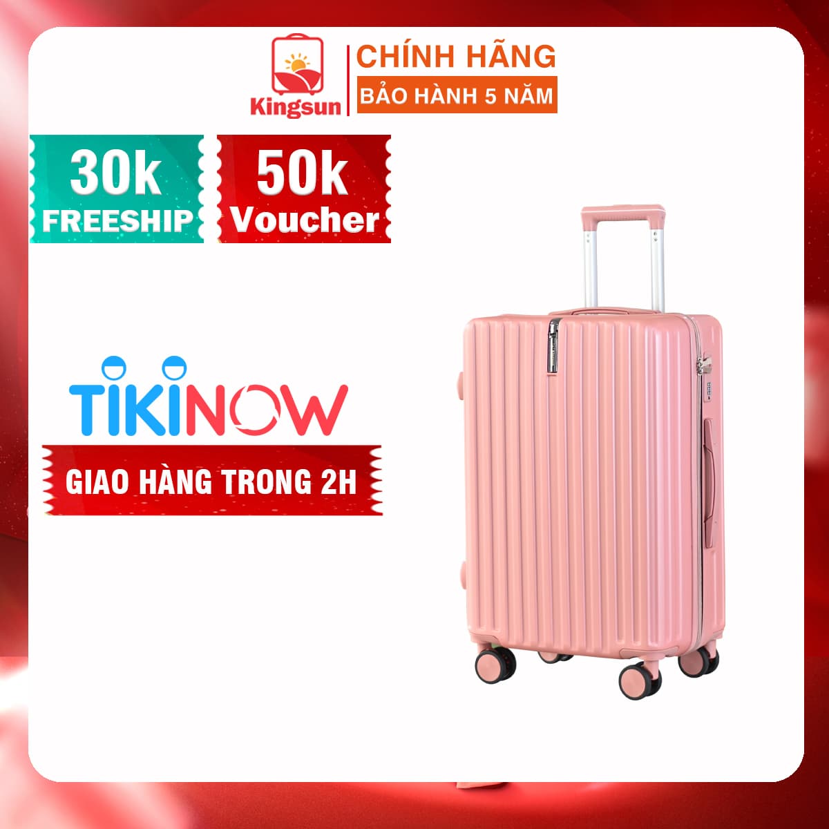Vali kéo du lịch cao cấp bảo hành Size 24inch KS 219 Vàng hồng