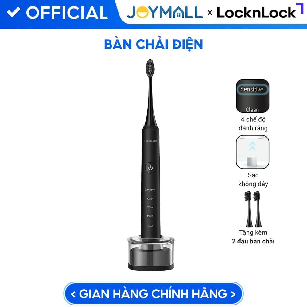 Bàn Chải Đánh Răng Điện LocknLock ENR346BLK DC3.7V Trọng Lượng 235g Sạc Không Dây Màu Đen