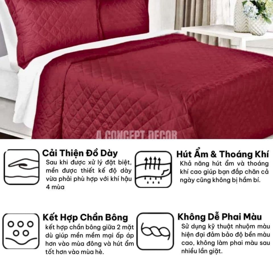 Mền dù cao cấp mỏng nhẹ thoáng mát Cho giấc ngủ dễ chịu chăn ga gối đệm Đỏ