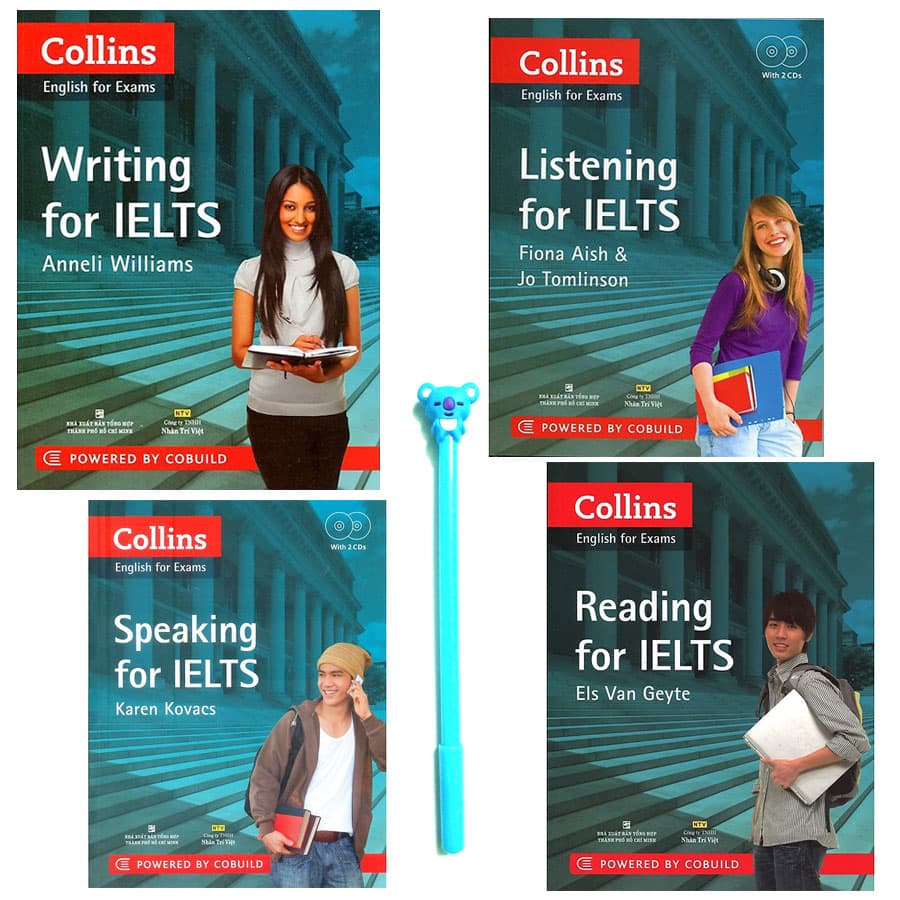 Combo Collins English For Exams Reading Writing Listening Speaking For IELTS Kèm file Mp3 Tặng Kèm Bút