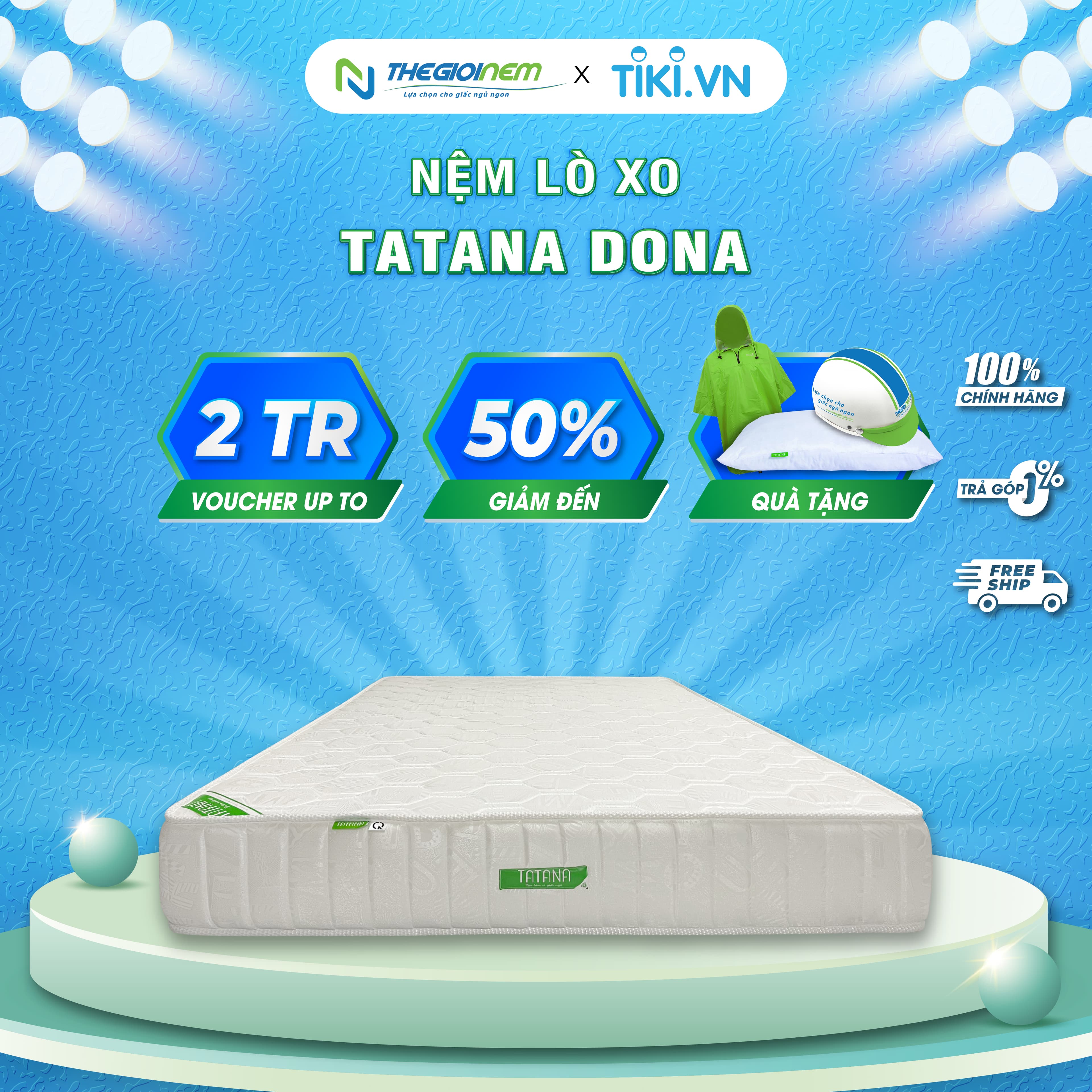 Nệm Lò Xo Tatana Dona Hiện Đại Trẻ Trung Sang Trọng Độ cao 25cm 100x200x25cm