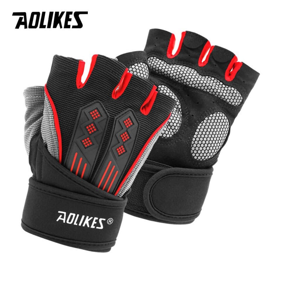 Găng tay tập gym cao cấp AOLIKES A 115 Fitness gloves Red L