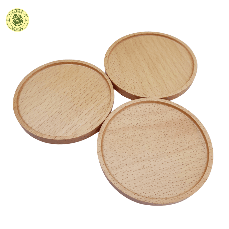 Rế Lót Ly Bằng Gỗ Hình Tròn Đồ Gỗ Nhà Bếp Thương Hiệu Trường Sơn 5 cái gỗ beech