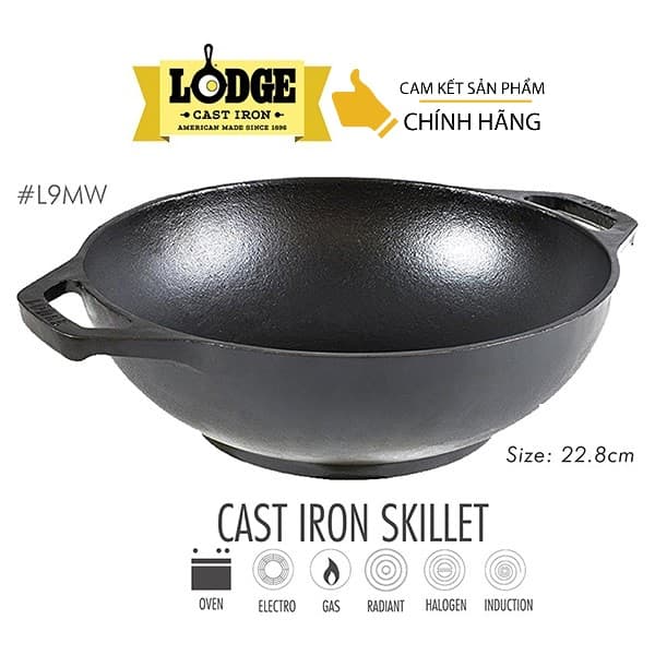 LOGDE MỸ Chảo gang xào cỡ nhỏ Lodge hai tay cầm 23 cm L9MW. Dùng chiên xào áp chảo chiên cơm nướng.
