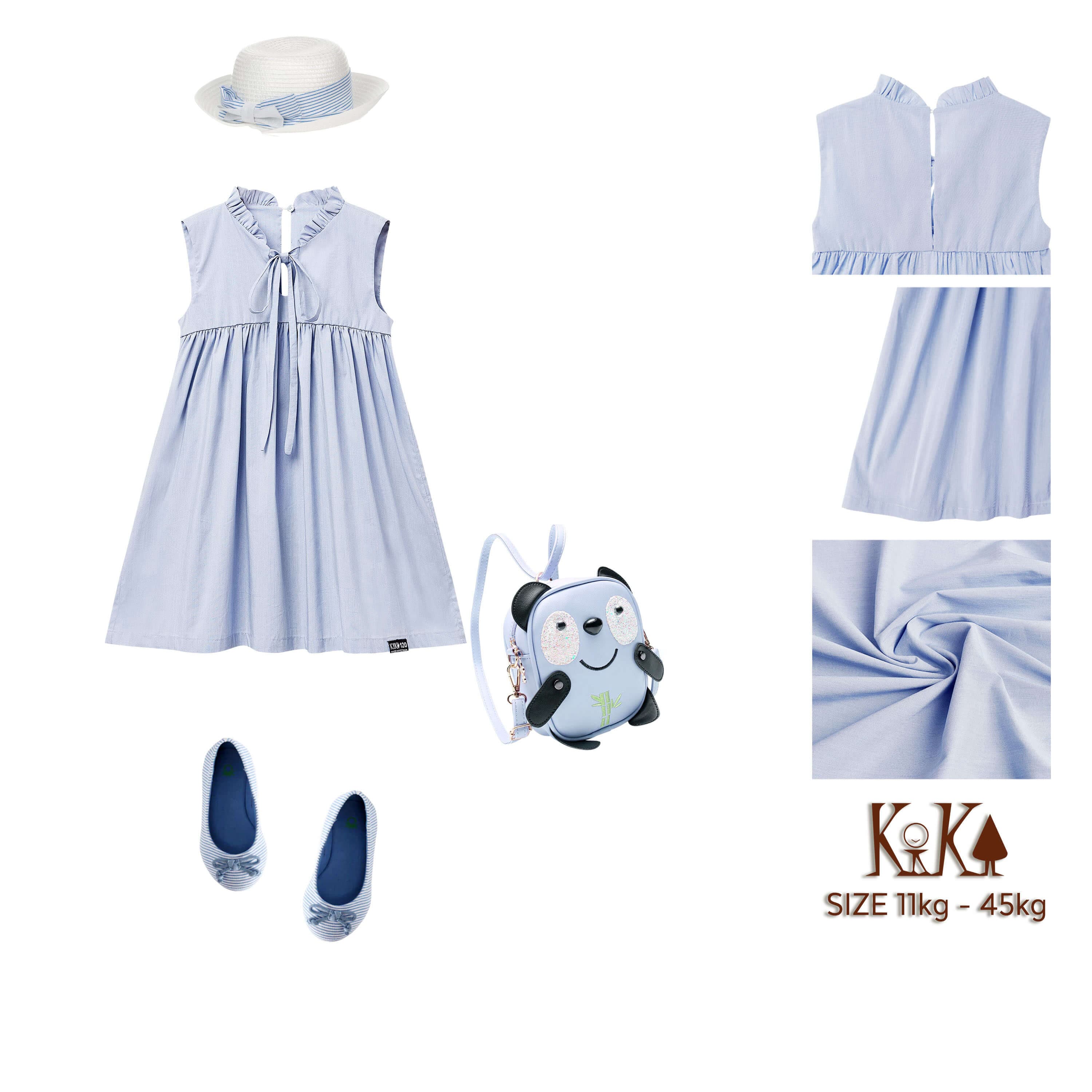 Đầm bé gái cao cổ dây nơ sát nách Kika K086 Size 160
