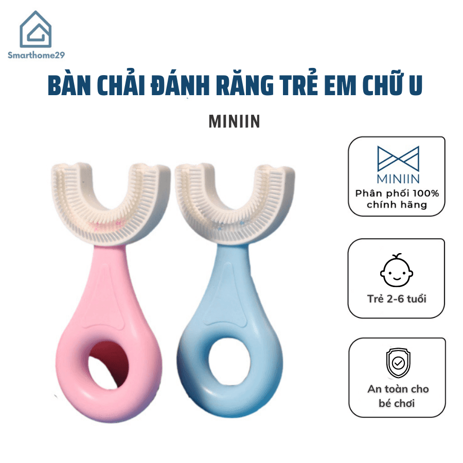 Ban Chai Đanh Răng Silicon Hinh Chư U Cho Tre Em MINIIN Cho Be Tư 2 6 Tuôi bé trai