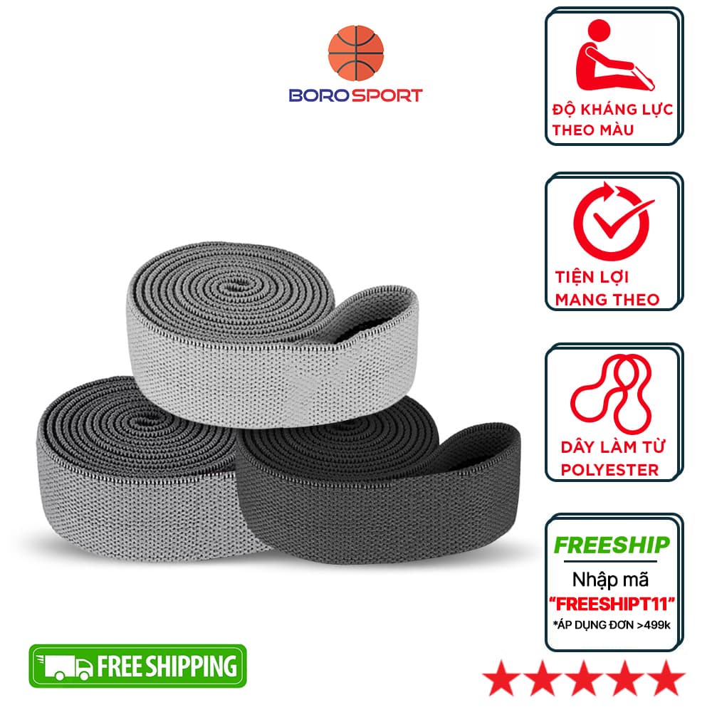 Bộ 3 Dây Kháng Lực Loại Dài 200x3 cm Chuyên Dụng Tập Gym Yoga tập Mông Đùi Bắp Chân Cleacco BORO SPORT
