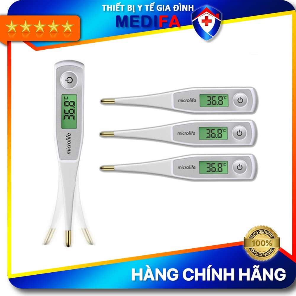 Nhiệt kế điện tử Microlife đo nhanh 10s đầu dò mạ vàng mềm dẻo