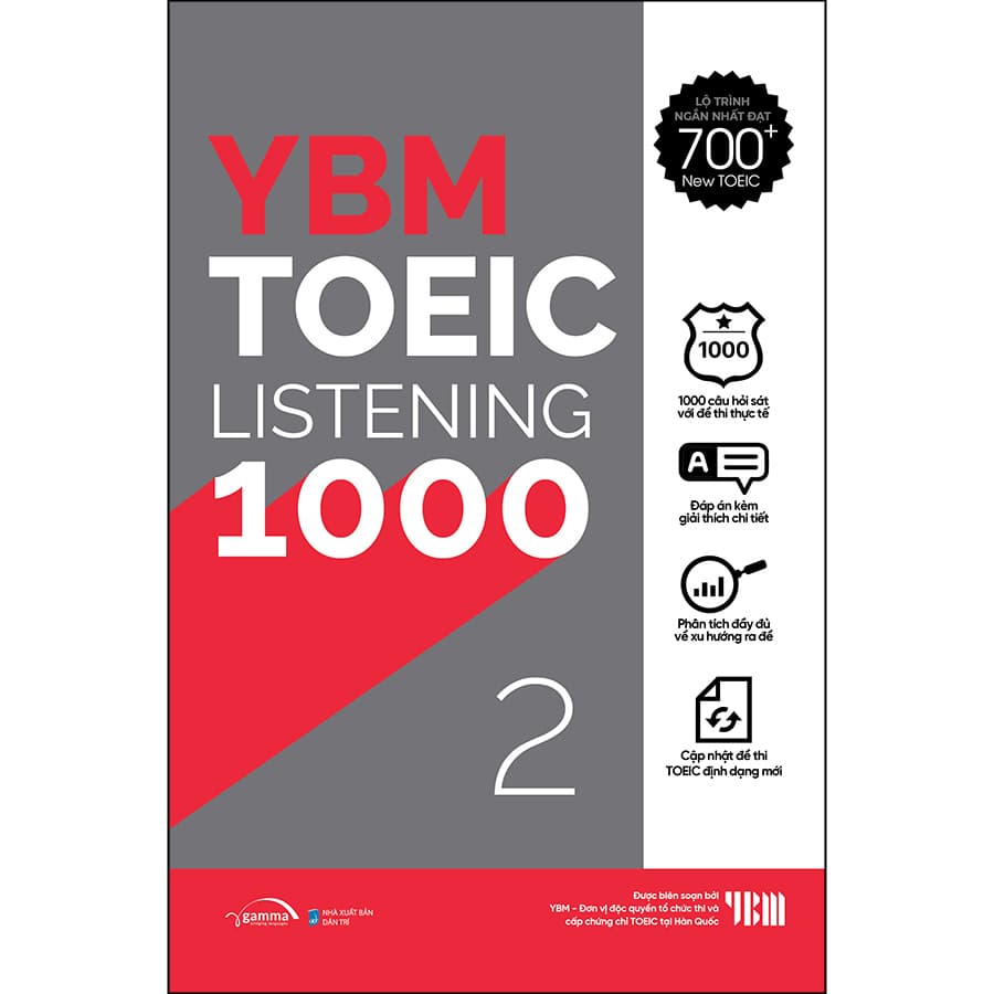 Sách YBM TOEIC Listening 1000 Tập 2 Mục Tiêu Đạt 700 Điểm TOEIC