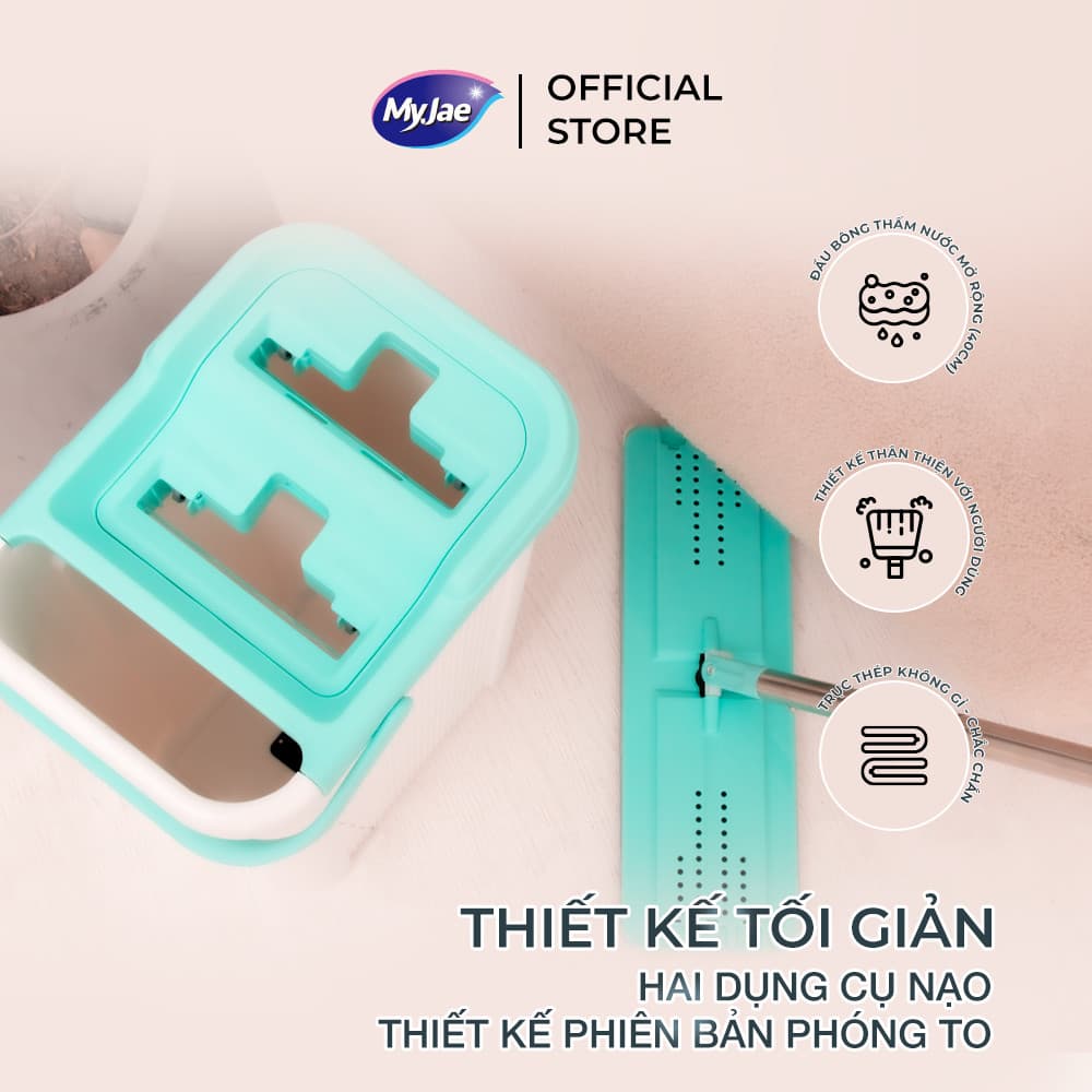 Bộ Lau Nhà MyJae Đài Loan Sợi Fiber Xoay 360 Độ Thông Minh 125cm Bộ lau nhà Maxi