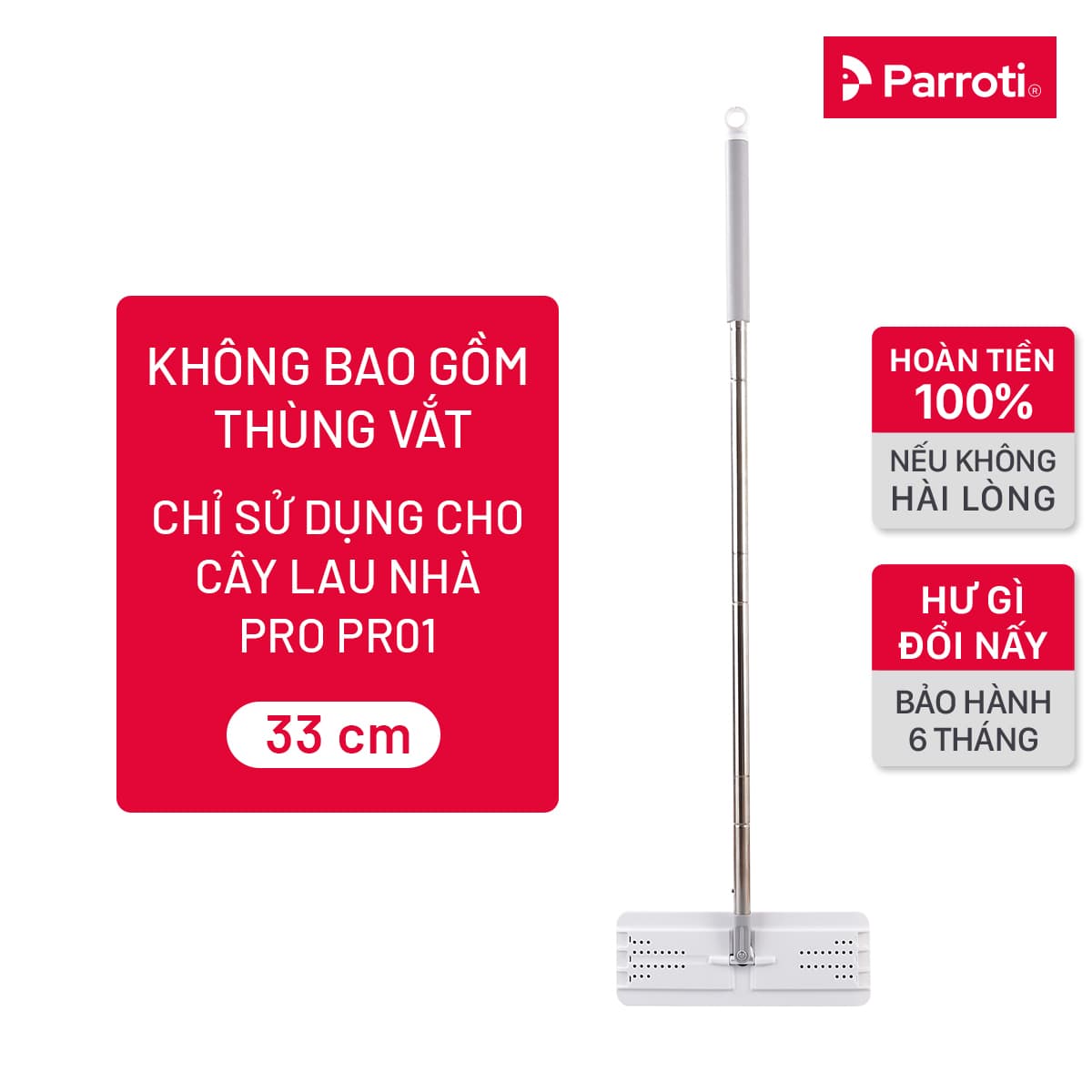Cây Lau Nhà Thông Minh Chổi Lau Nhà 360 Độ Đa Năng Không Bao Gồm Thùng Vắt Parroti MOP PR01