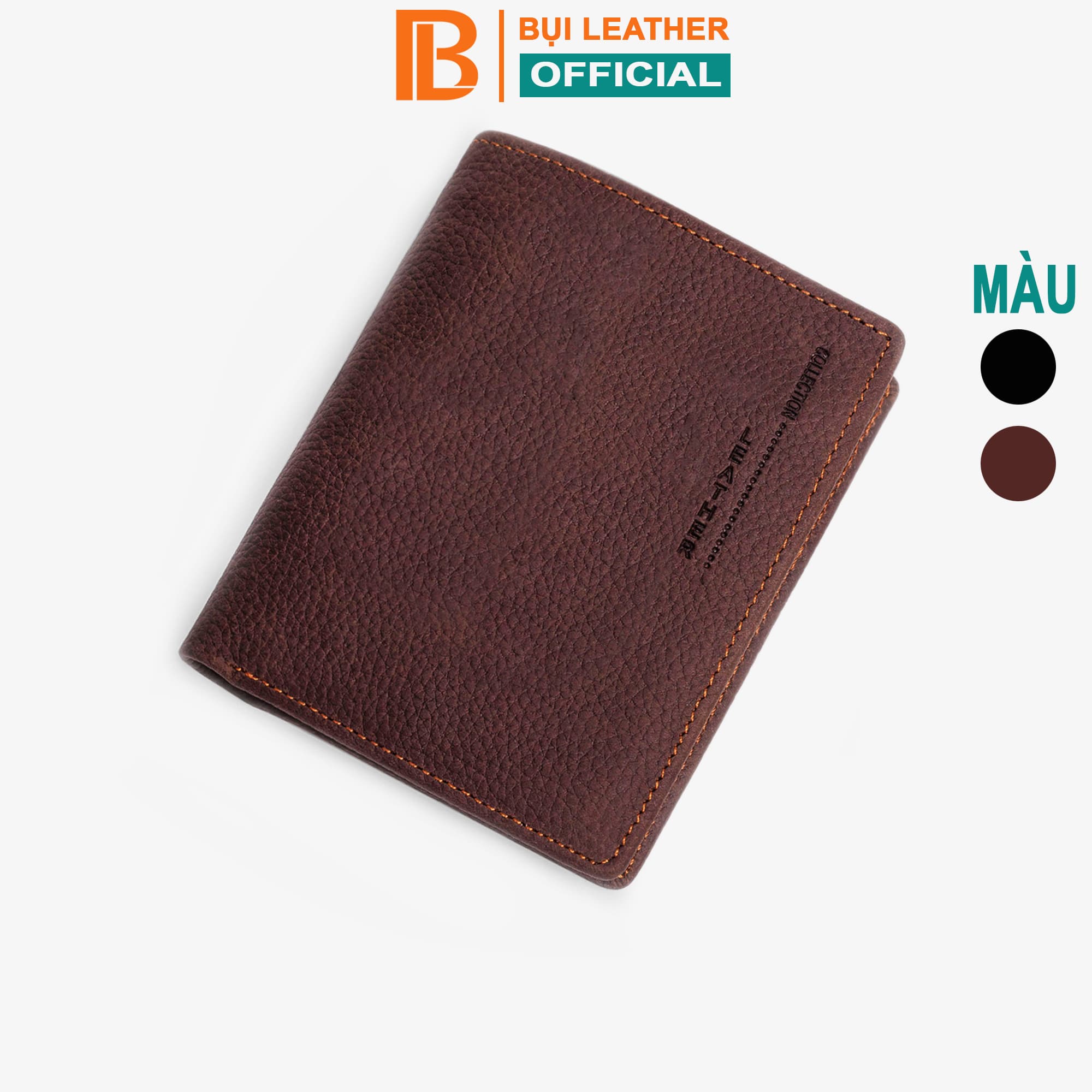 Ví nam bóp nam da bò sáp Mexico Bụi Leather V102 Đứng nâu