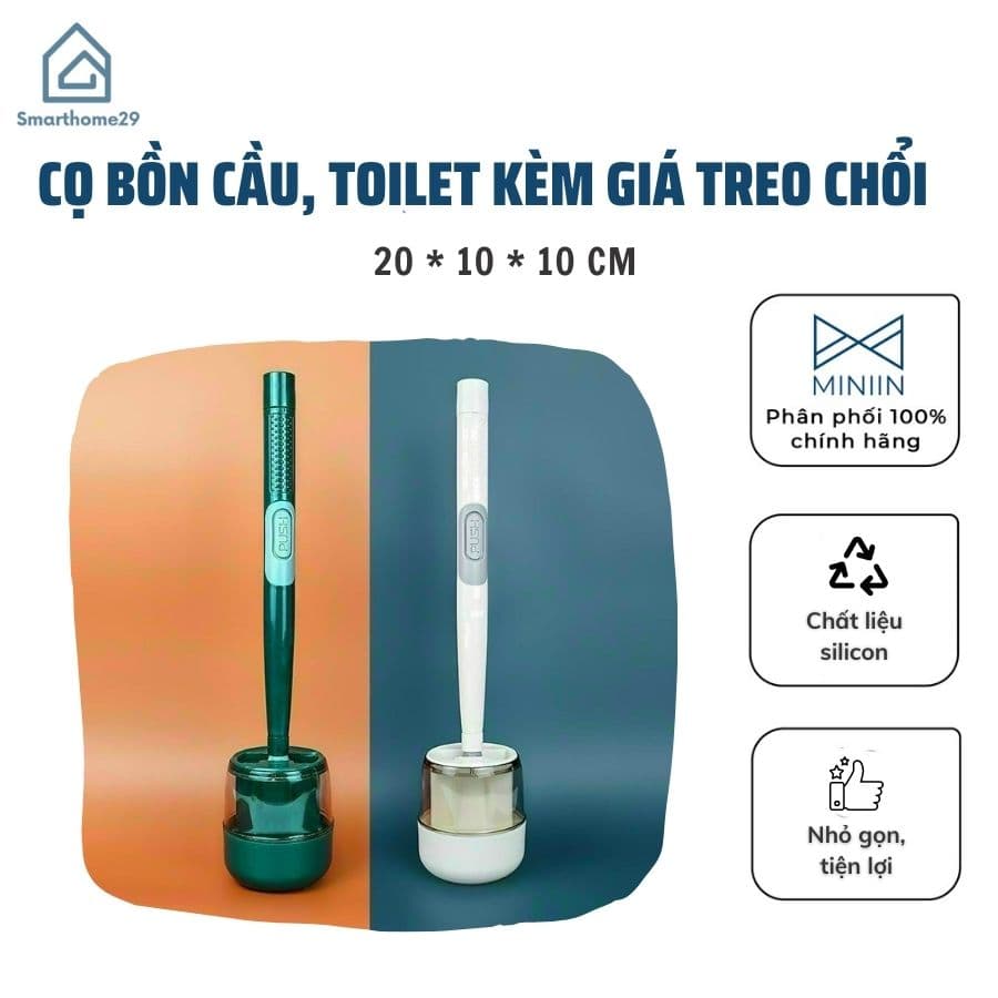 Cọ Bồn Cầu Toilet Nhà Vệ Sinh Cao Cấp Kèm Giá Cắm Chổi Silicon Hàng Loại 1 MINIIN