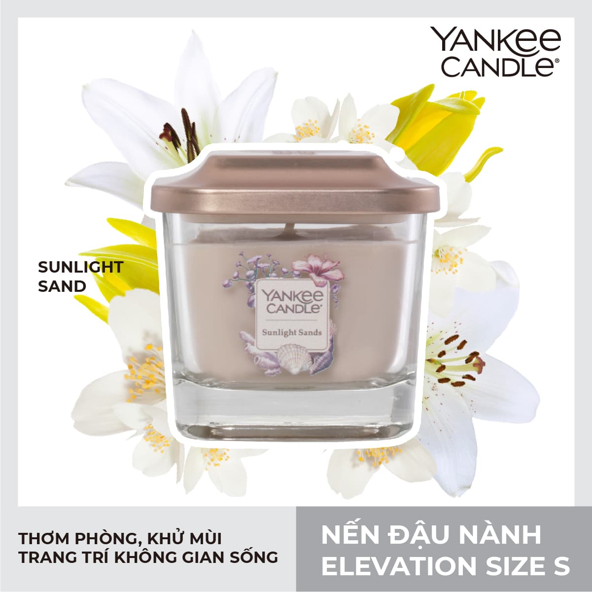 Nến ly vuông Elevation Yankee Candle size S Sunlight Sands 96g