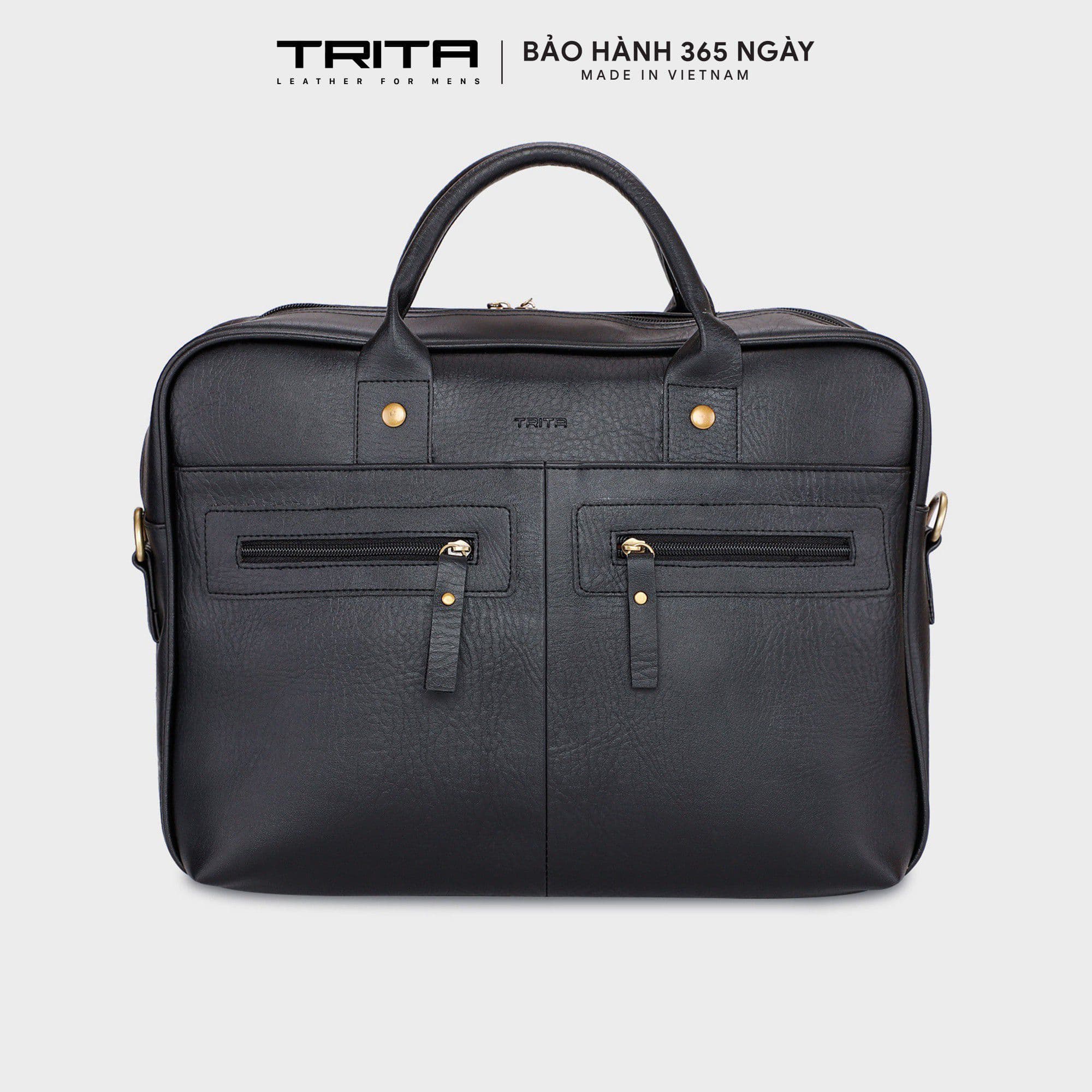 Cặp công sở Trita Thời trang nam vừa laptop 14.6 inch Cặp da TCA1 Đen