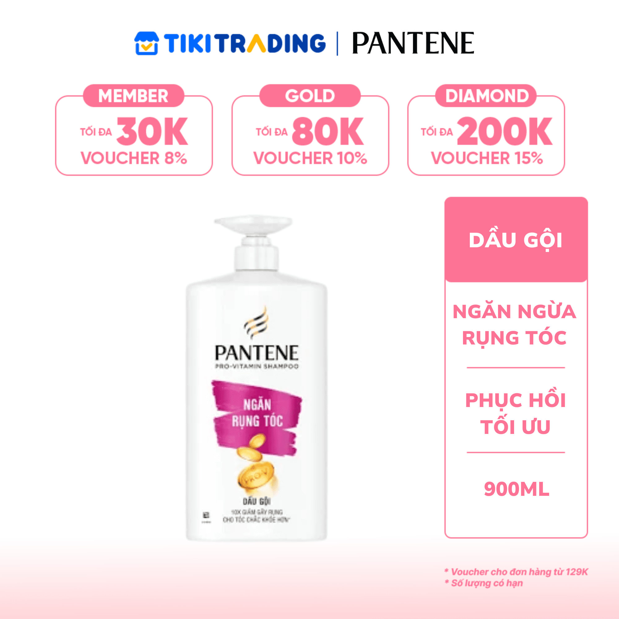 Dầu Gội PANTENE Chai 900ml Ngăn rụng tóc