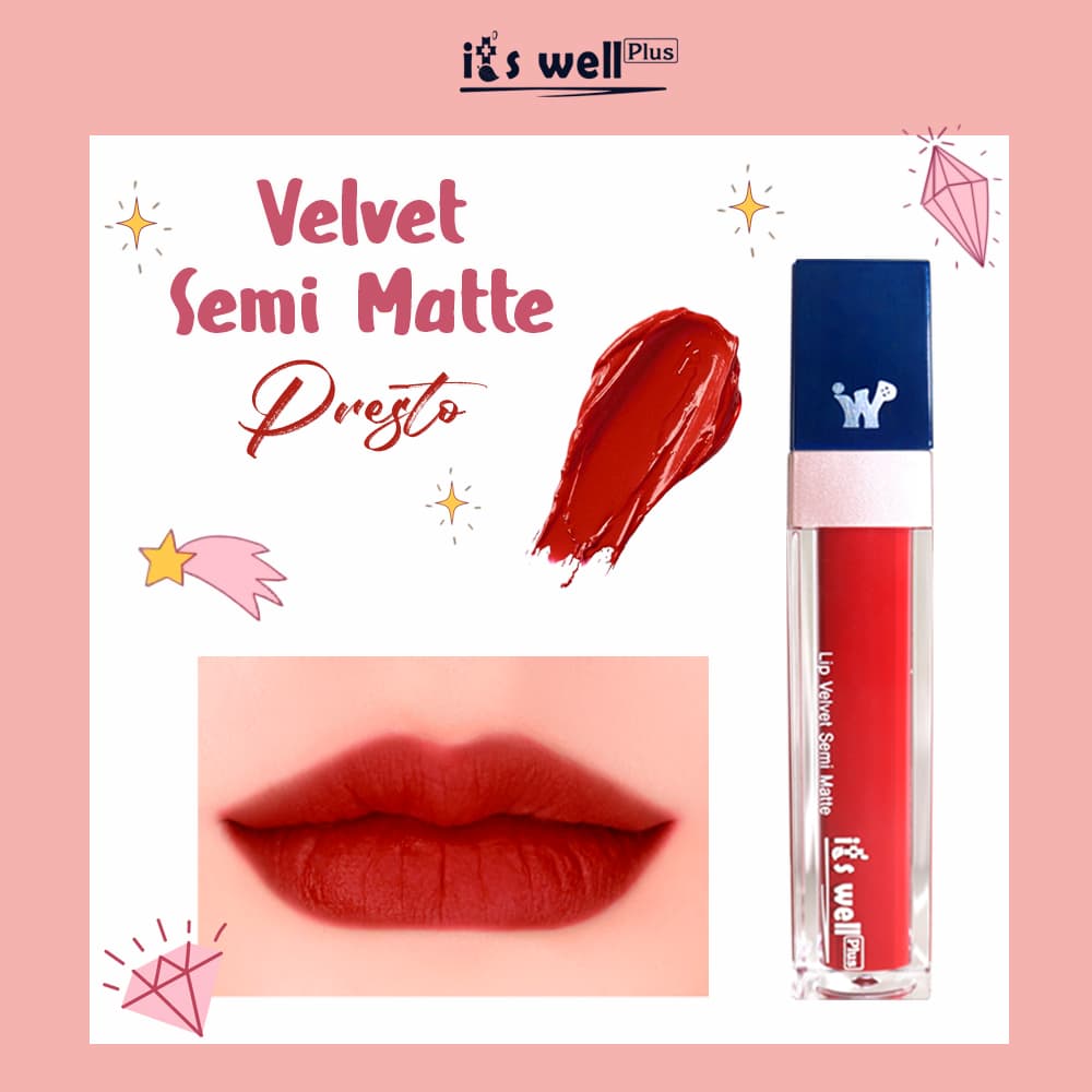 Son Kem Lì its Well plus Lip Velvet Semi Matte 8g LIP V3 Presto Đỏ