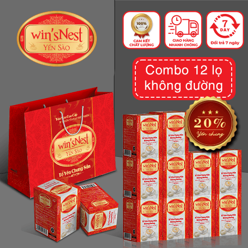Combo 12 lọ Yến Sào cao cấp winsnest Tổ Yến Chưng Sẵn Không Đường 20 70 ml lọ