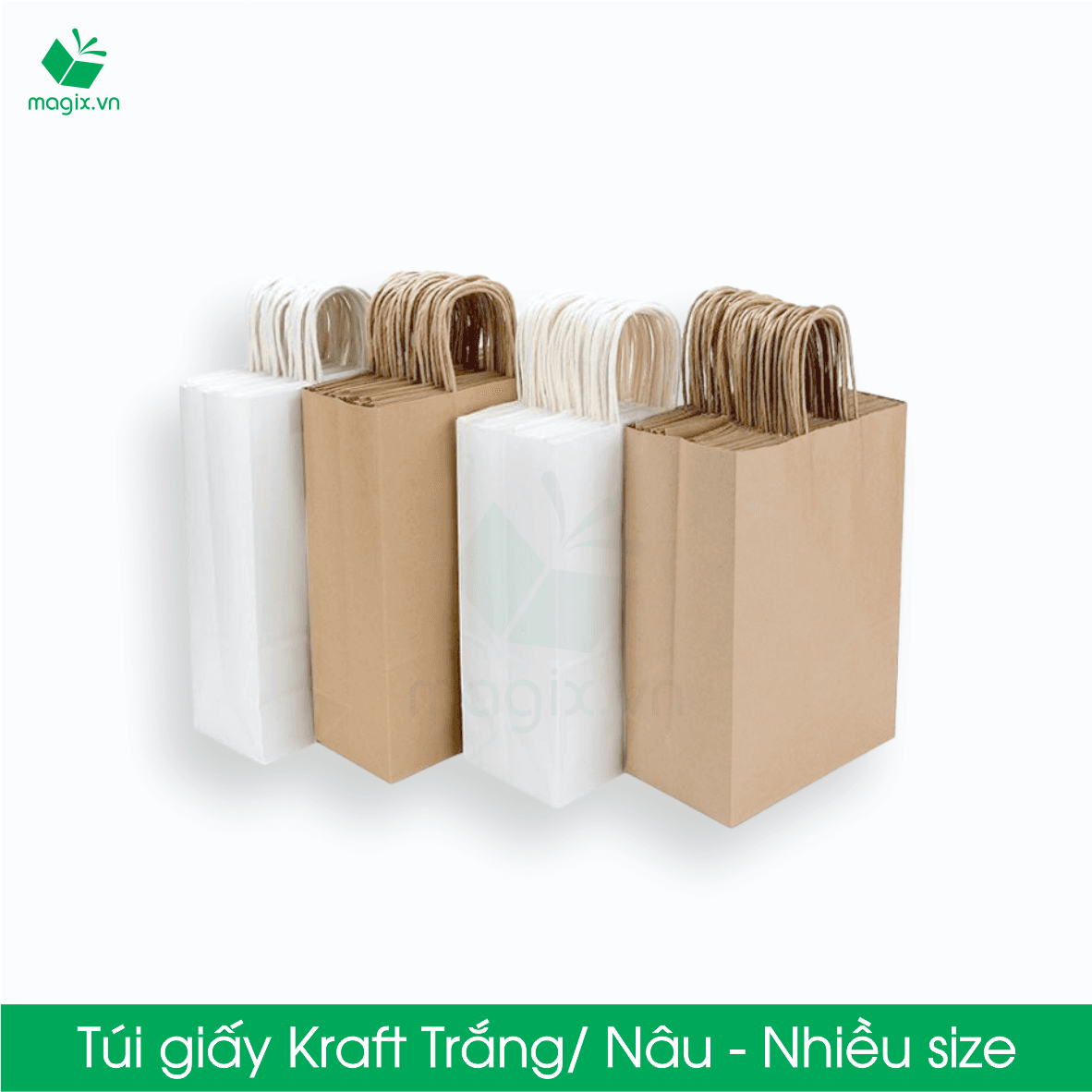 MTG1 MTG1T 22x16x8 cm Combo 50 túi giấy Kraft Nhật cao cấp Nâu