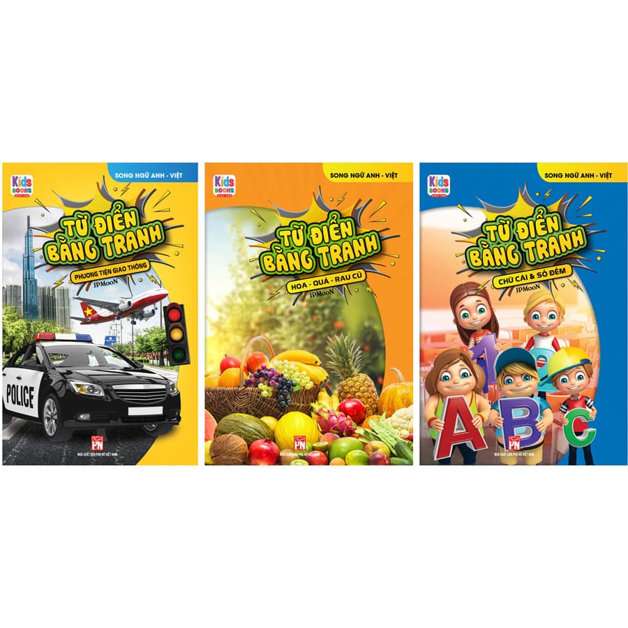 Combo 3 Cuốn Từ Điển Bằng Tranh Hoa Quả Rau Củ Chữ Cái Và Số Đếm Phương Tiện Giao Thông