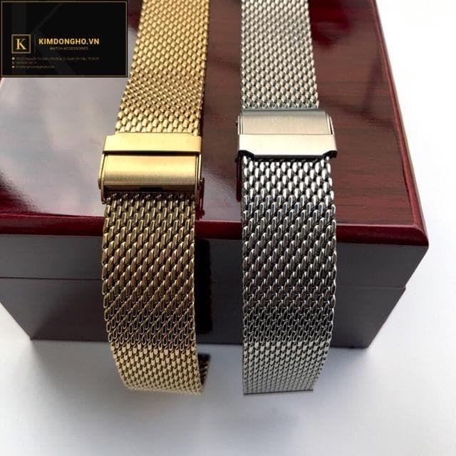 TẶNG DỤNG CỤ THAY DÂY VÀ CHỐT DÂYDây đồng hồ thép lưới dây Mesh hang nhâp khâu loai măt to day 1.8mm cao cấp Trắng Size 22