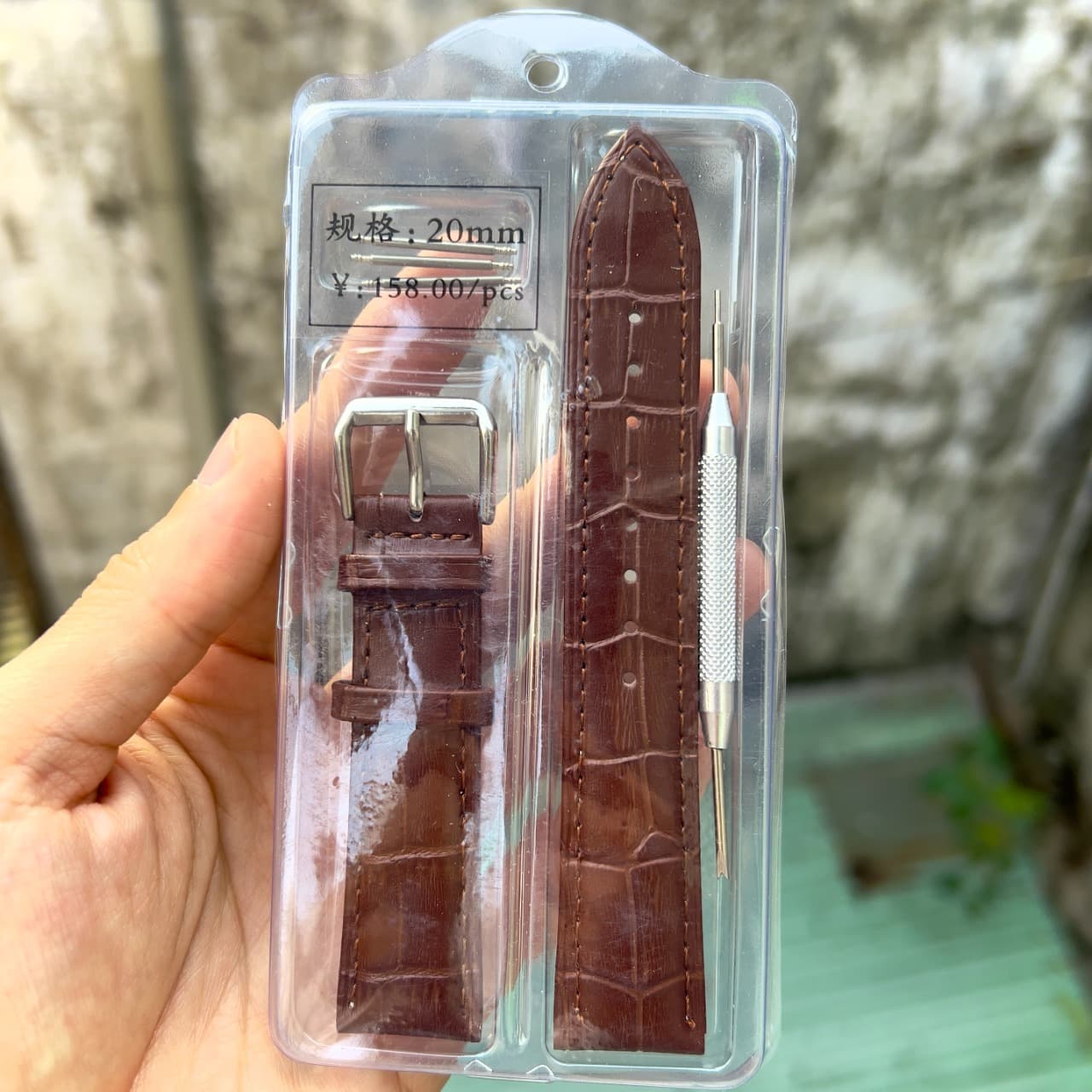 Dây đồng hồ da bò chống nước cao cấp YE 009 Nâu 18mm