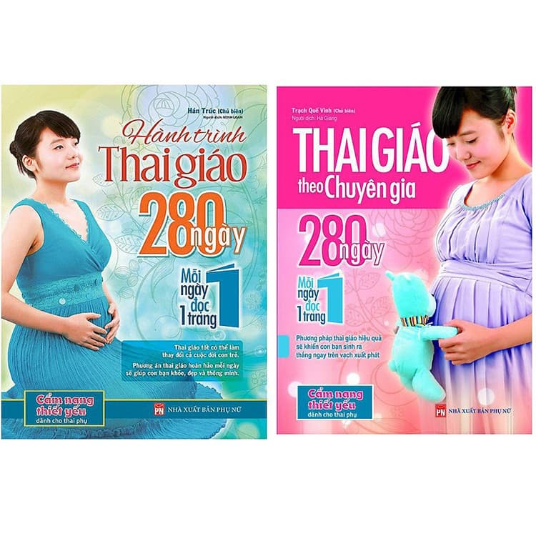 Combo sách thai giáo theo chuyên gia và hành trình thai giáo 280 ngày tặng truyện song ngữ bìa mềm hai nàng công chúa