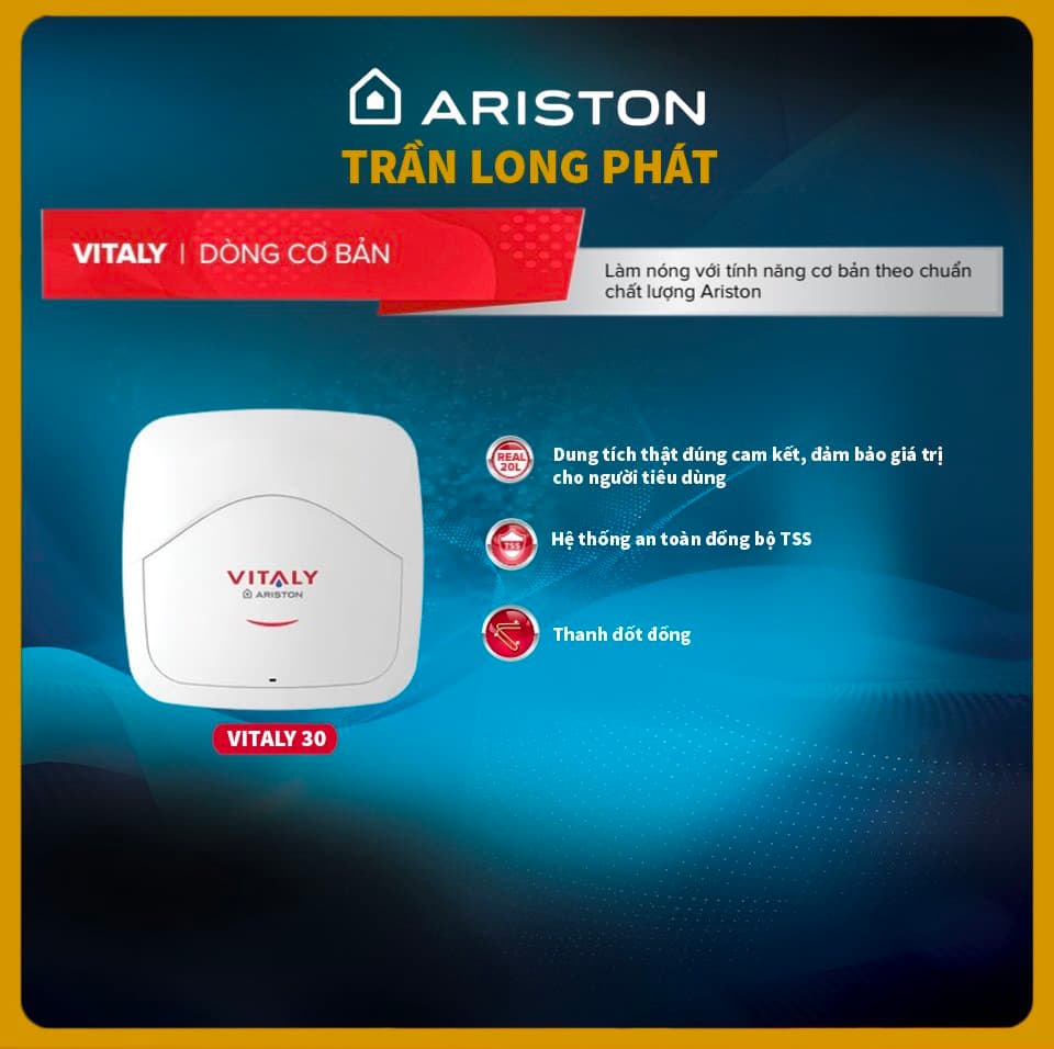 Máy Nước Nóng Gián Tiếp Ariston Vitaly 30 2.5 FE 2500W