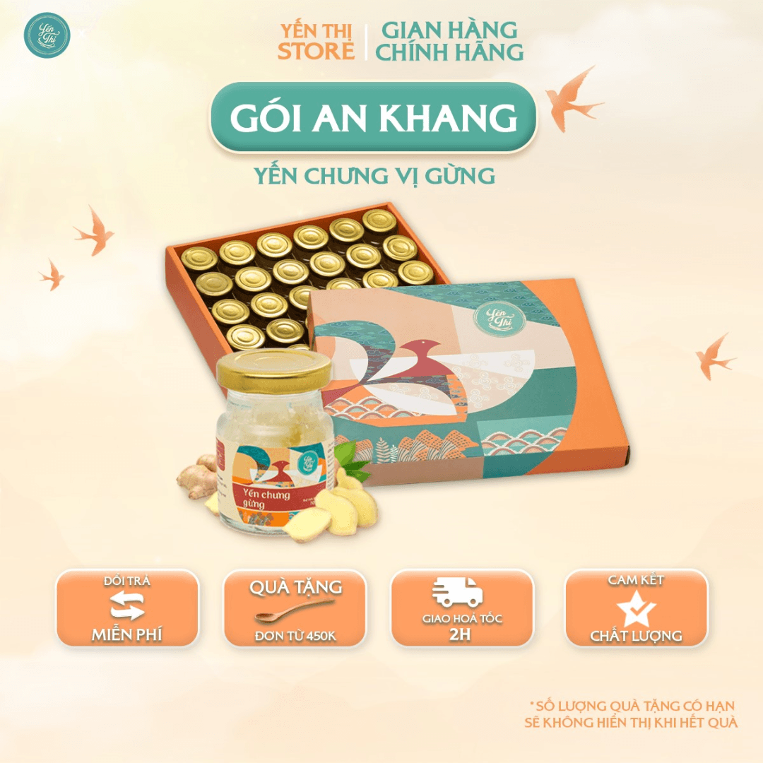 Tặng muỗng gỗ đơn 450kYến Thị Gói 30 Hũ Qùa Tặng 30 Yến Yến Sào Khánh Hòa Gói An Khang 30 Yến Chưng Vị Gừng
