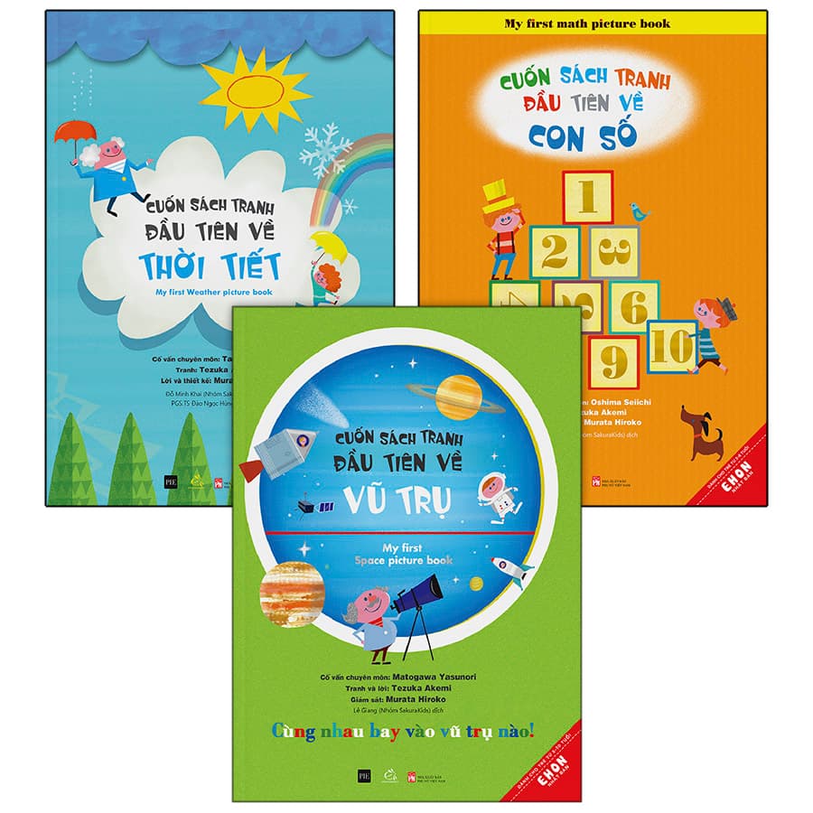 Combo 3 Cuốn Ehon Cuốn Sách Tranh Đầu Tiên Về Vũ Trụ Thời Tiết Con Số