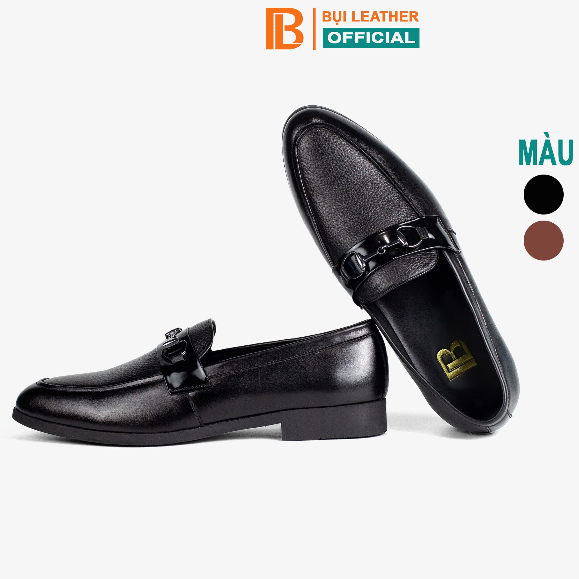Giày lười da nam công sợ Bụi Leather G121 Da bò Nappa cao cấp 41 Màu Đen