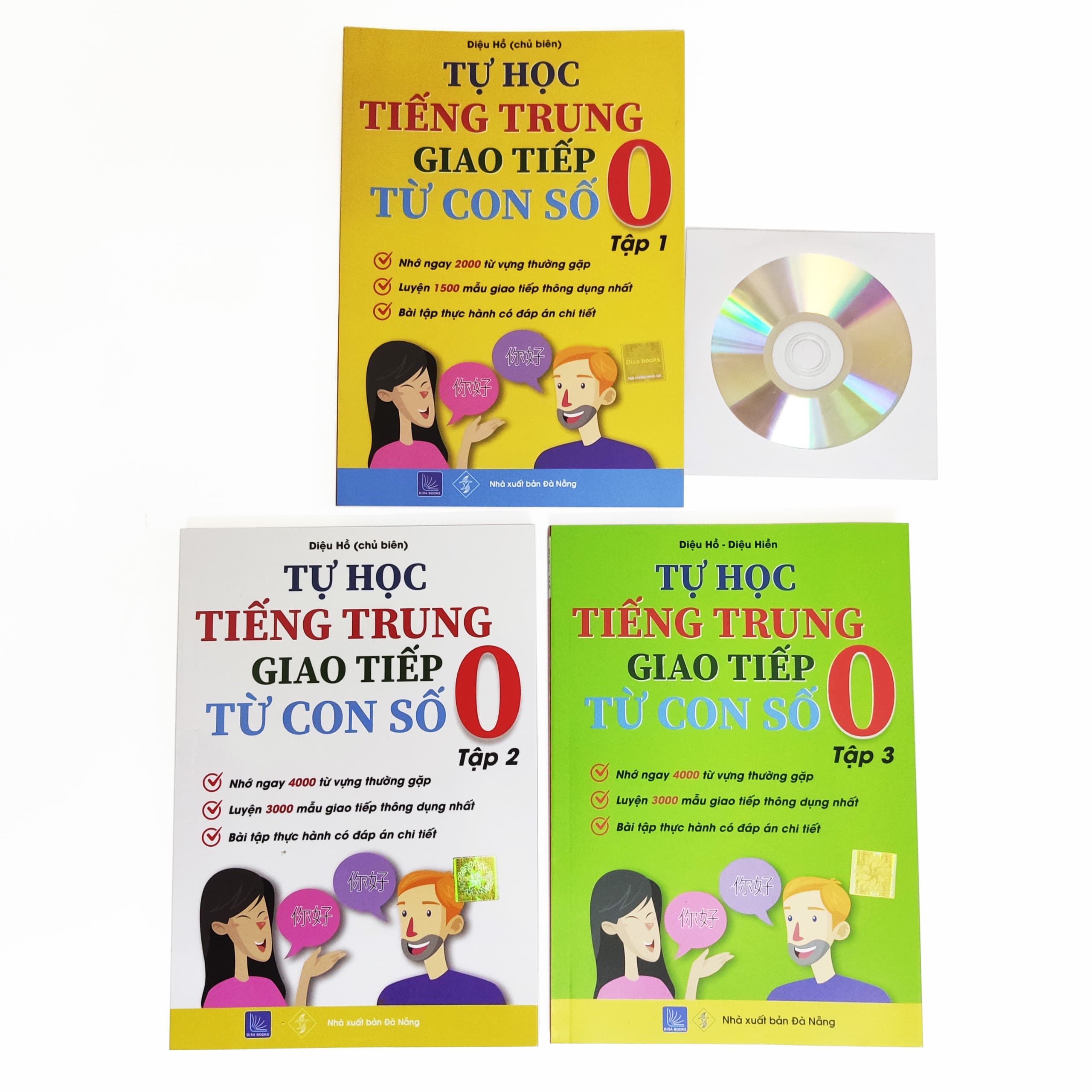 Combo 3 sách Tự học tiếng Trung giao tiếp từ con số 0 Tập 1 Tập 2 Tập 3 DVD Audio tài liệu