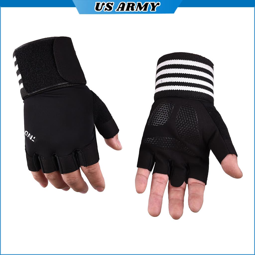 Bao Tay Tập GYM Nam Nữ Găng Tay Hở Ngón Tập Xà Đơn Nam Nữ US ARMY Đệm Silicone Chống Trượt Mỏng Nhẹ Thoáng Khí Trắng