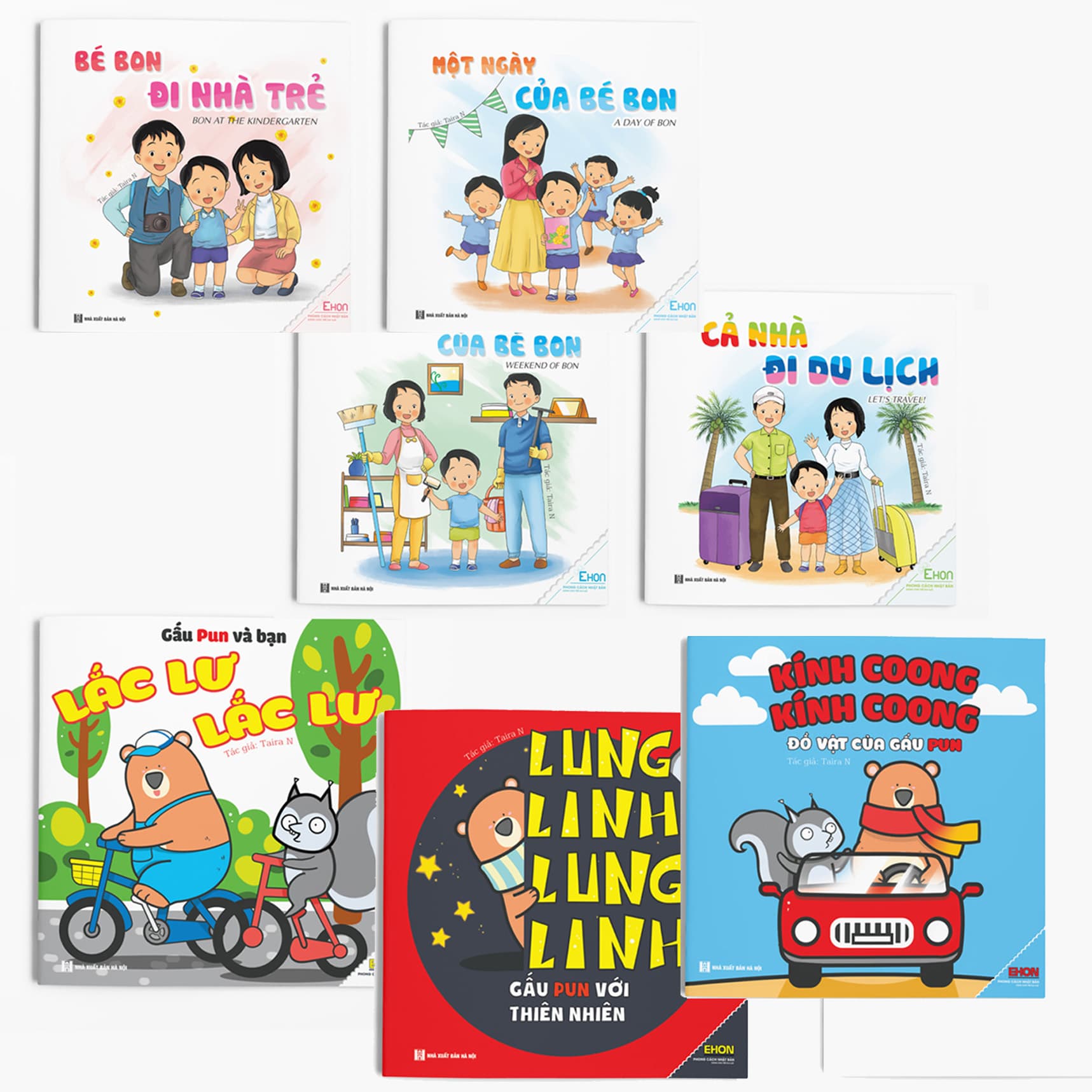 Combo 7 cuốn Ehon Âm thanh và Kỹ năng Bé Bon và Gấu Pun Dành cho trẻ 0 6 tuổi