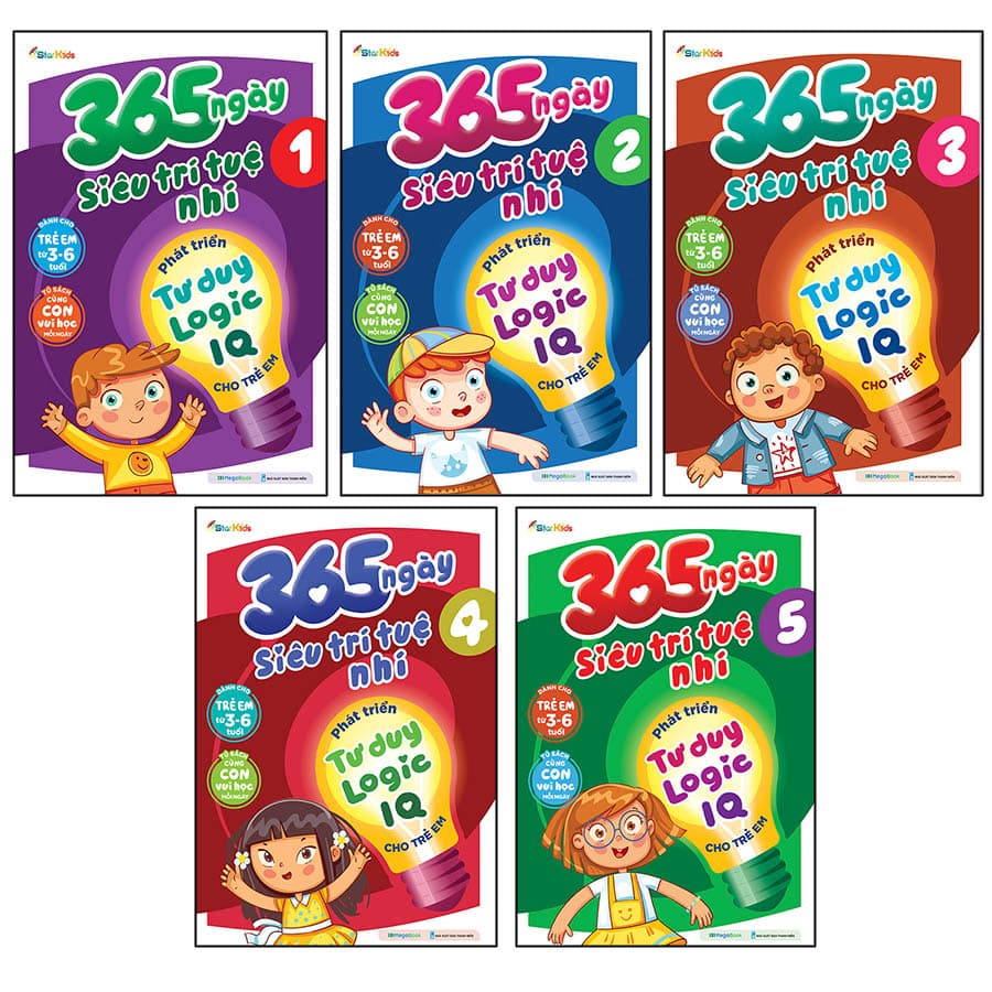 Combo 365 ngày siêu trí tuệ nhí Phát triển tư duy logic IQ cho trẻ em 5 cuốn