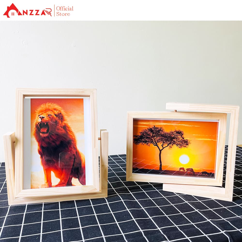 Khung ảnh để bàn xoay ngang nhiều kích thước khung ảnh trang trí Anzzar 03 15x10x4cm