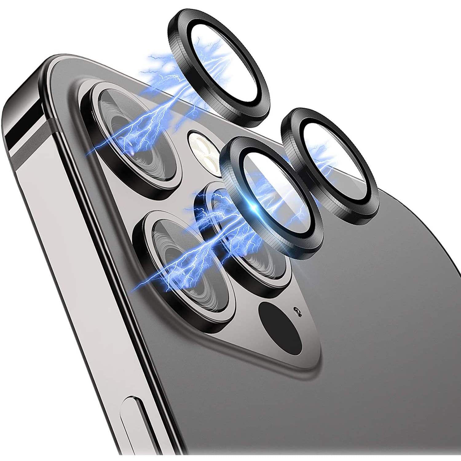 Bộ miếng dán kính cường lực bảo vệ Camera iPhone 12 Pro Max hiệu Wiwu Guard Lens Ring mang lại khả năng chụp hình sắc nét full HD độ cứng 9H chống trầy chống chụi &vân tay bảo vệ toàn diện hàng nhập khẩu Đen