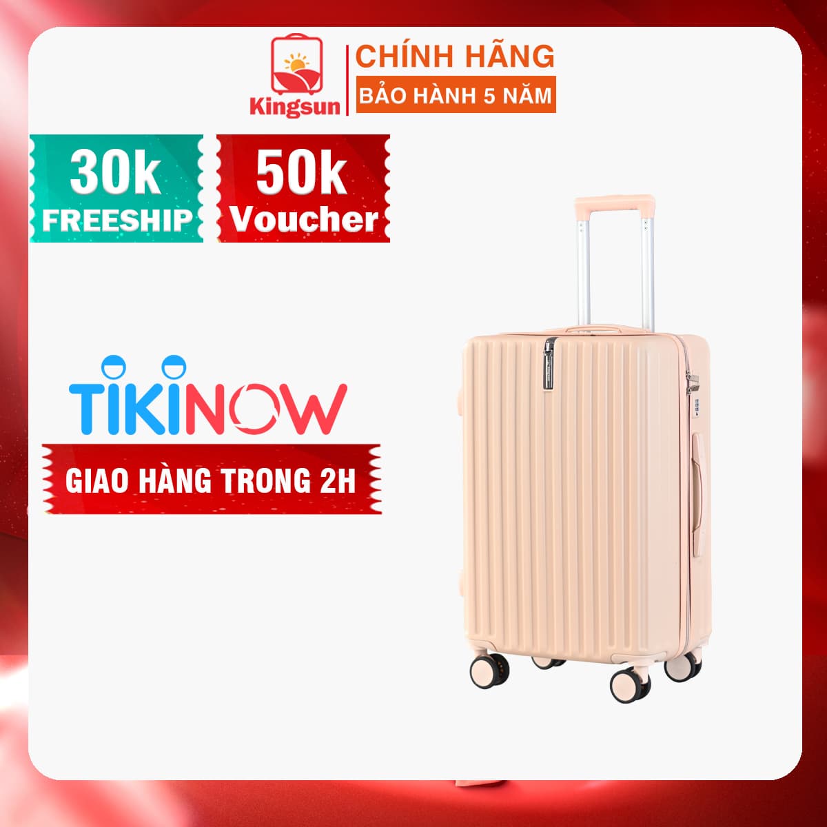 Vali kéo du lịch cao cấp bảo hành Size 24inch KS 219 Hồng nhạt