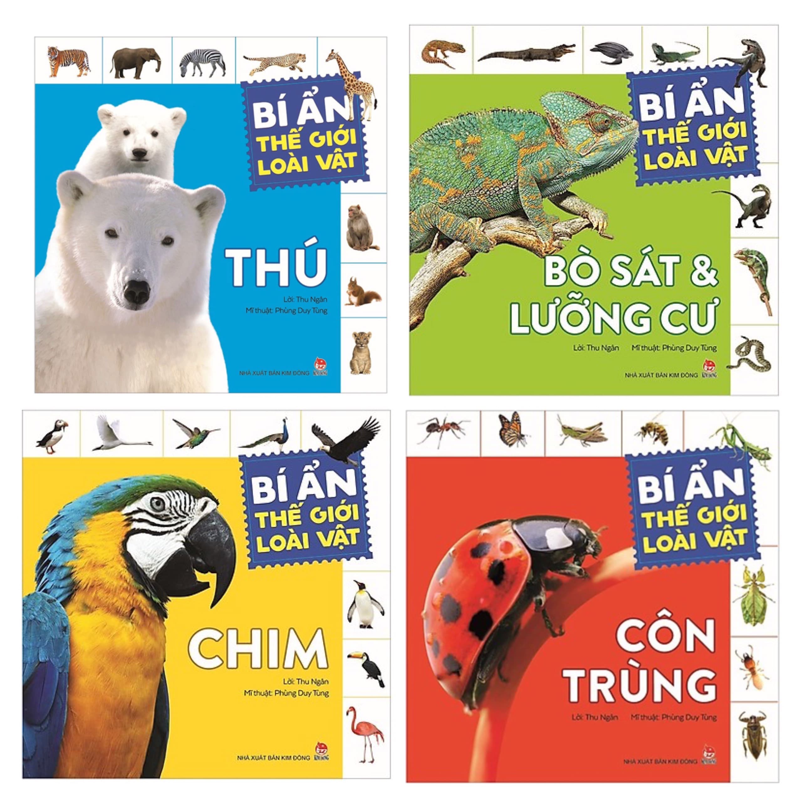 Combo 4 Cuốn Sách Bí Ẩn Thế Giới Loài Vật Chim Thú Côn Trùng Bò Sát &Lưỡng Cư Tặng kèm Bookmark thiết kế AHA