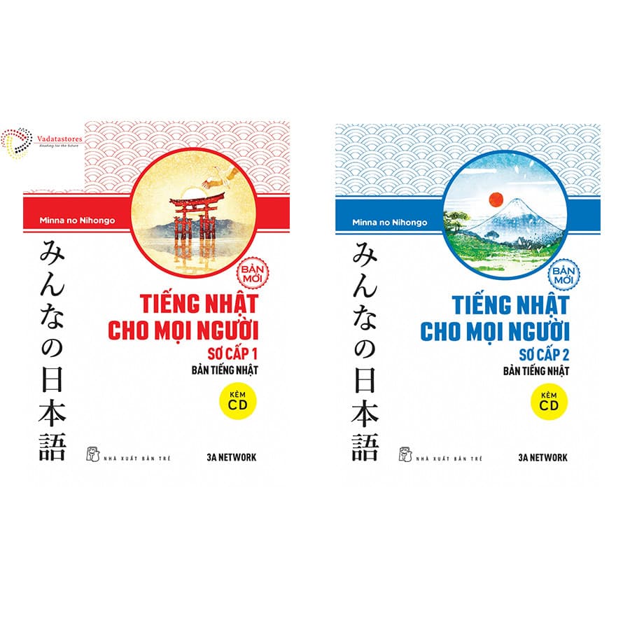Combo 2 cuốn giáo trình minna no nihongo Tiếng Nhật Cho Mọi Người Trình Độ Sơ Cấp 1 và 2 Bản Tiếng Nhật Tặng sổ tay VDT