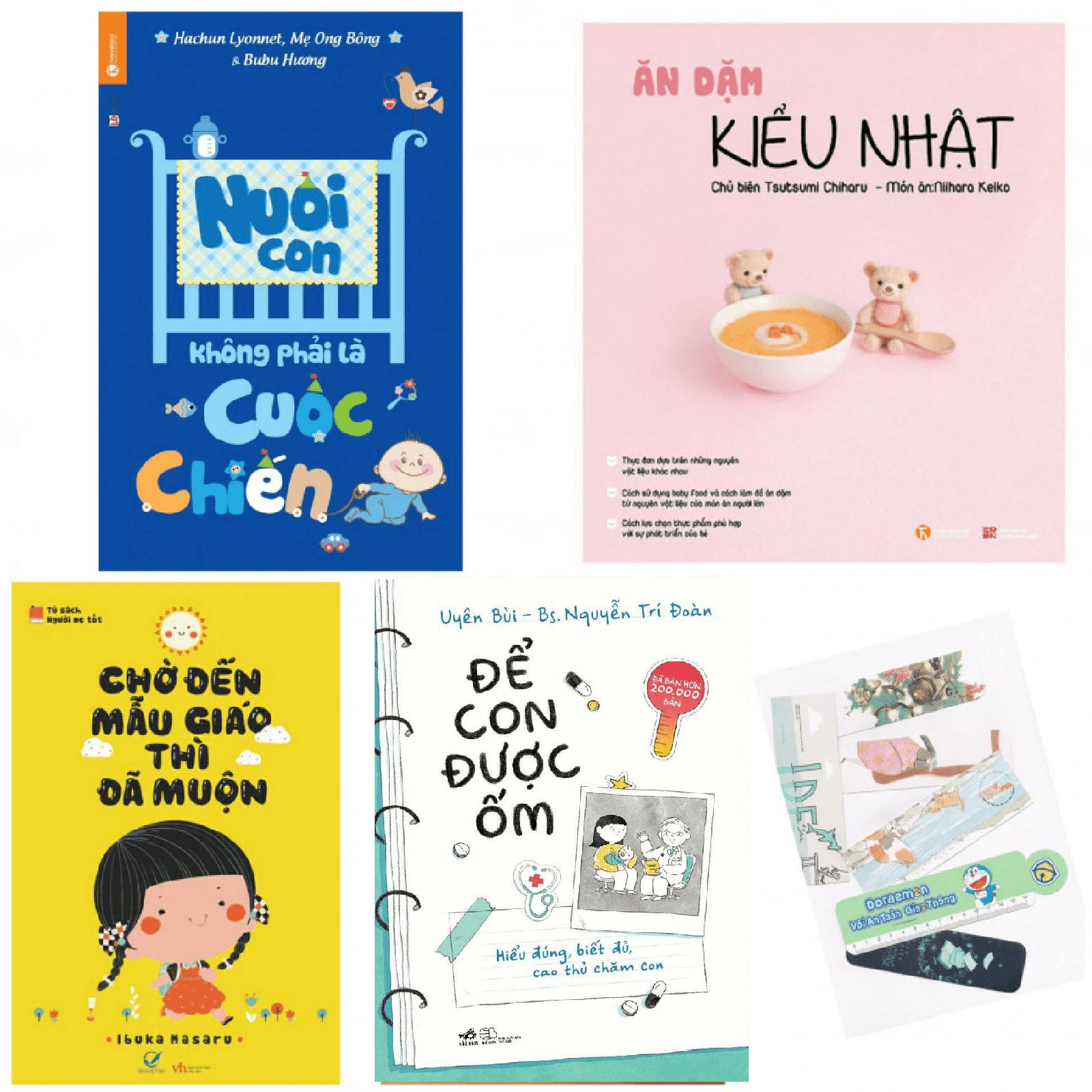 Combo Nuôi con không phải là cuộc chiến Ăn dặm kiểu Nhật Chờ đến mẫu giáo thì đã muộn Để con được ốm Tặng kèm bookmark PĐ