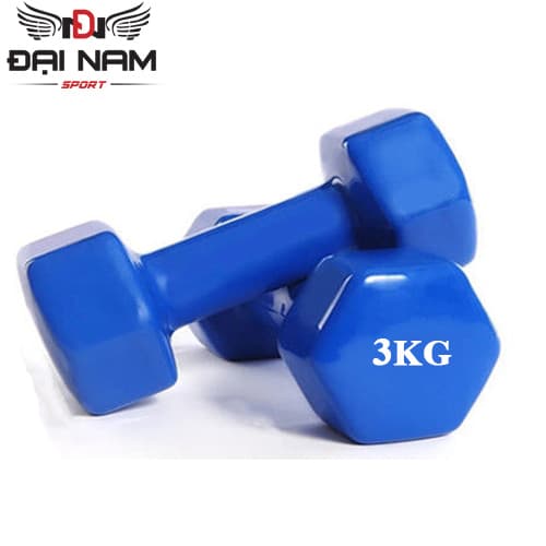 Bộ Tạ Tay 3kg Bọc Cao Su Trơn Lõi Thép Cao Cấp Đại Nam Sport Tổng 6kg Giao Màu Ngẫu Nhiên