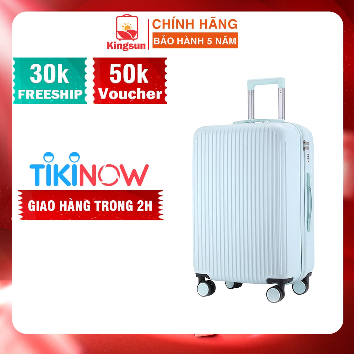Vali Kéo Du Lịch Size 20inch KS T01 Xanh Lam Nhạt