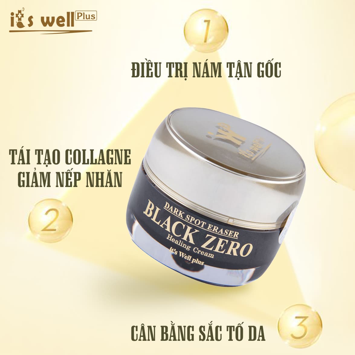 Kem Dưỡng Da Xóa Thâm Nám Its Well Plus Dark Spot Eraser Black Zero Healing Cream 30g