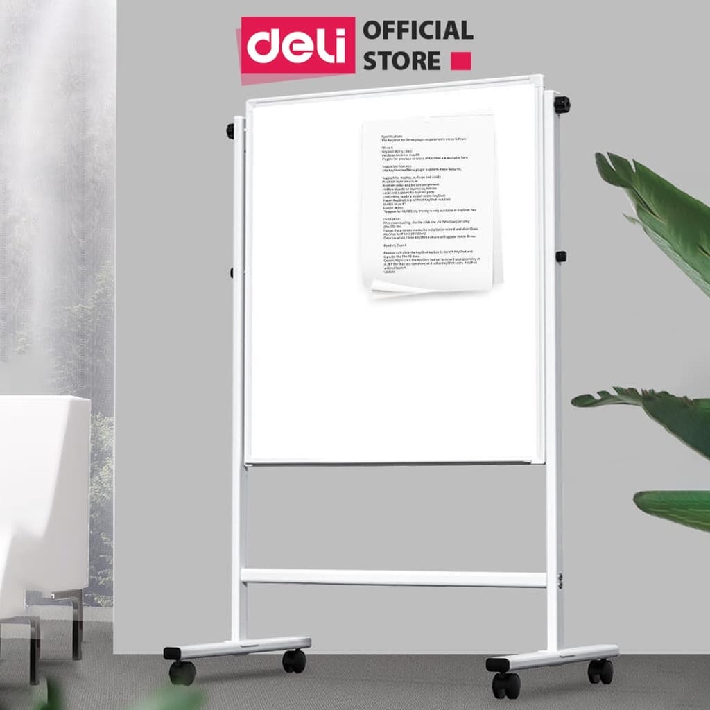Bảng Từ Trắng Hai Mặt Xoay 360 Độ Có Chân Di Động Chữ H Điều Chỉnh Cao Thấp Deli Bảng Flipchart Phù Hợp Trường Học Văn Phòng Nhiều Kích Cỡ 60x90cm