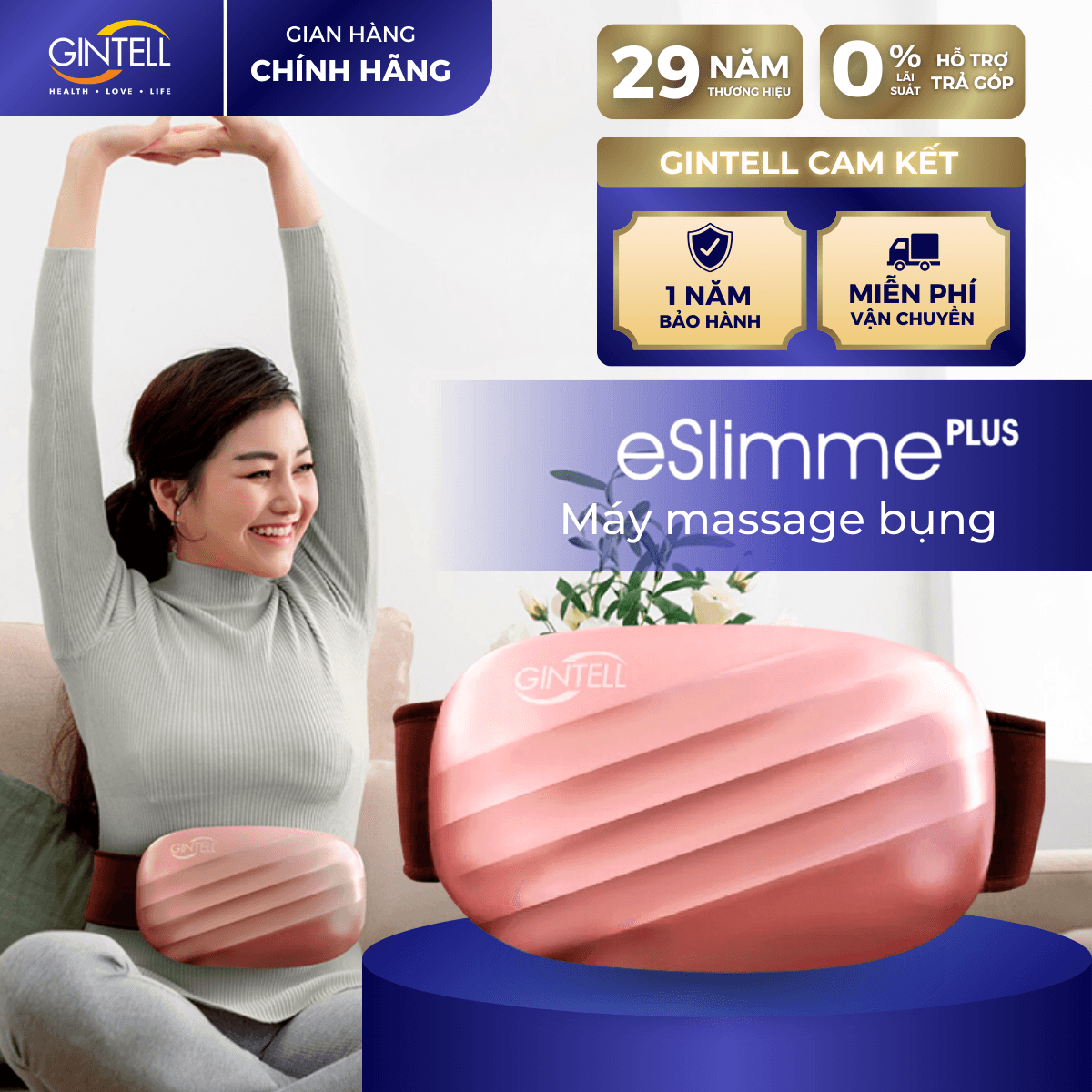Đai Đeo Massage Rung Tan Mỡ GINTELL Eslimme PLUS 1 Năm Bảo Hành