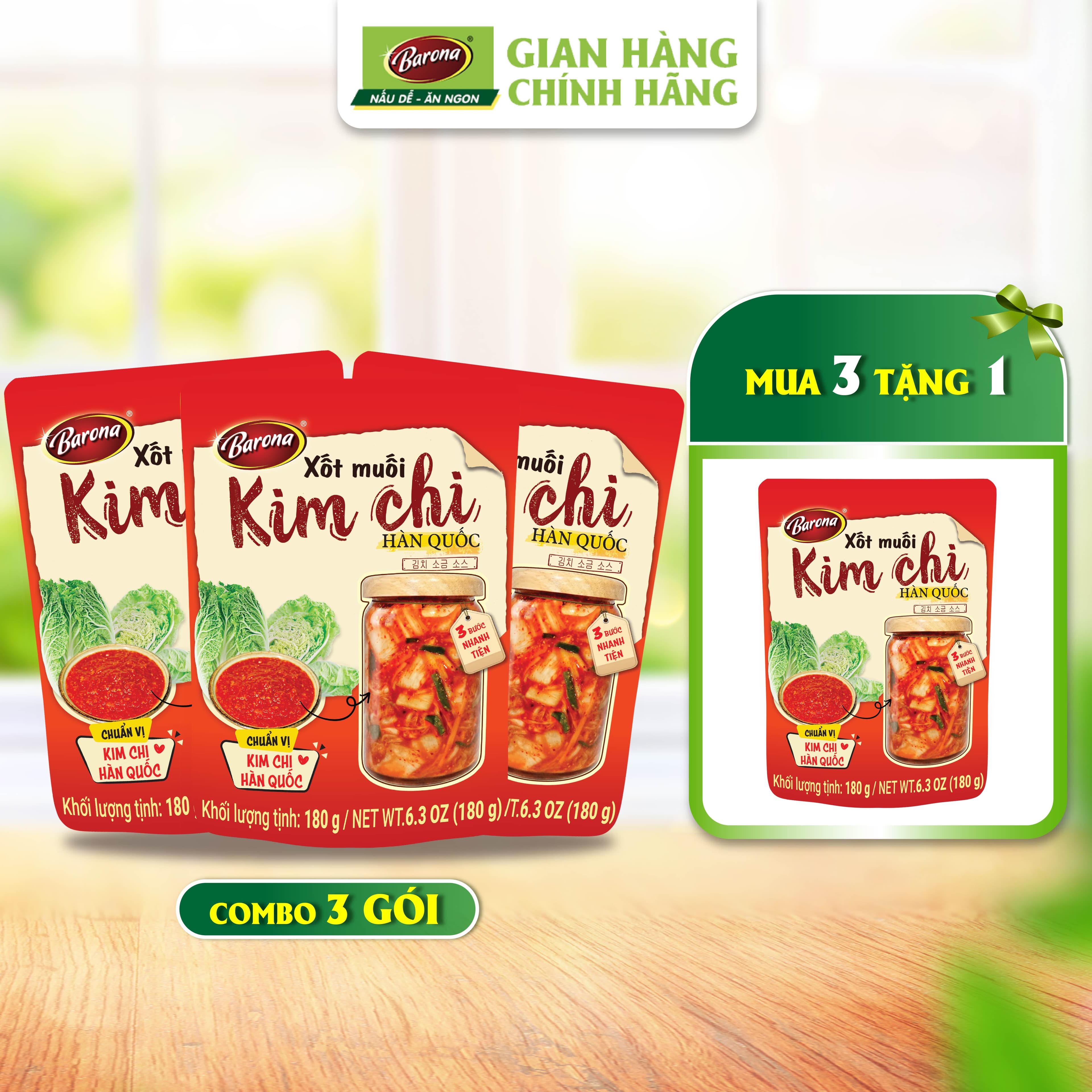 Xốt Muối Kim Chi Barona 180g ướp ngon chuẩn vị không cần nêm nếm Mua 3 tặng 1 gói