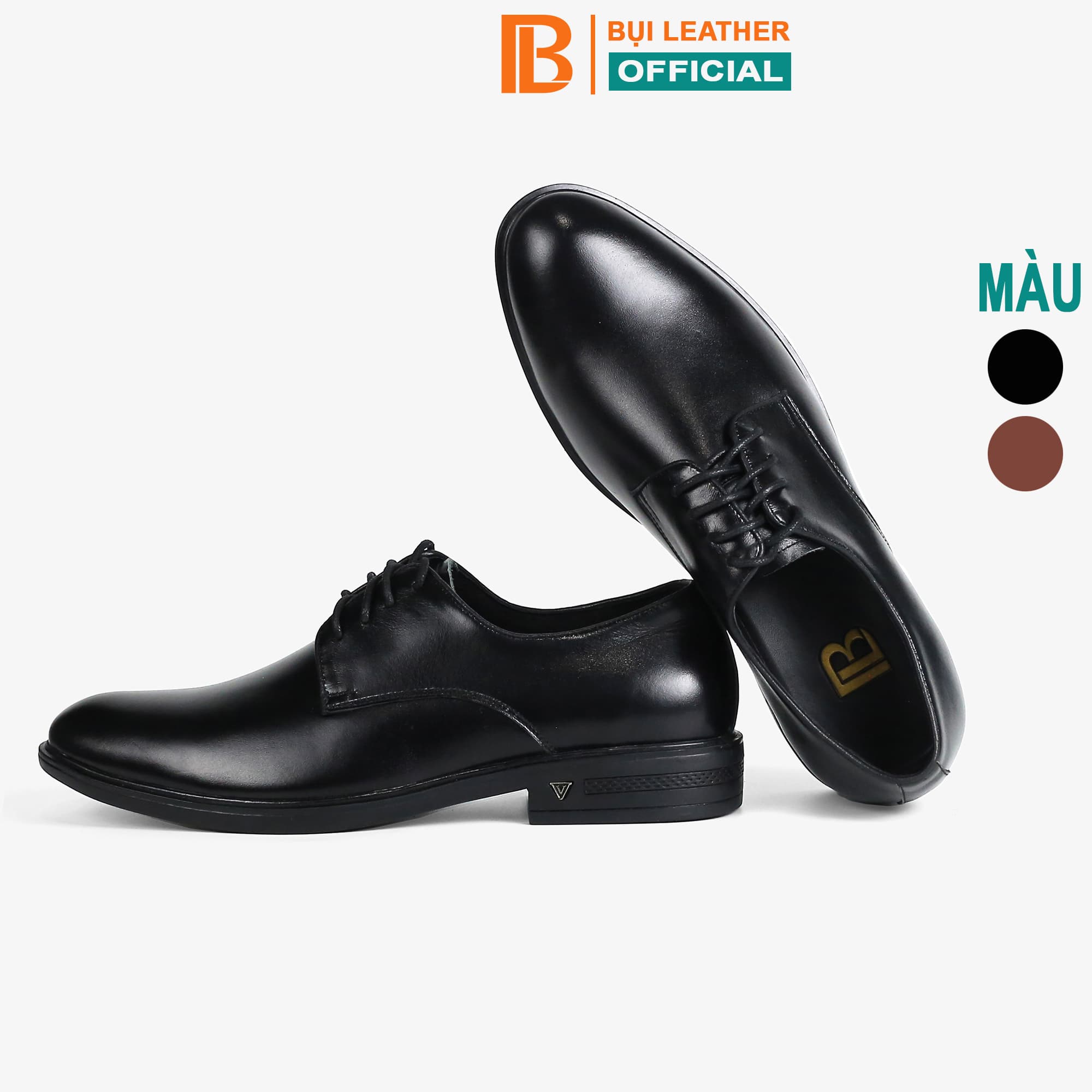 Giày nam Derby công sở da bò nappa cao cấp G113 Bụi leather hộp sang trọng 39 Đen