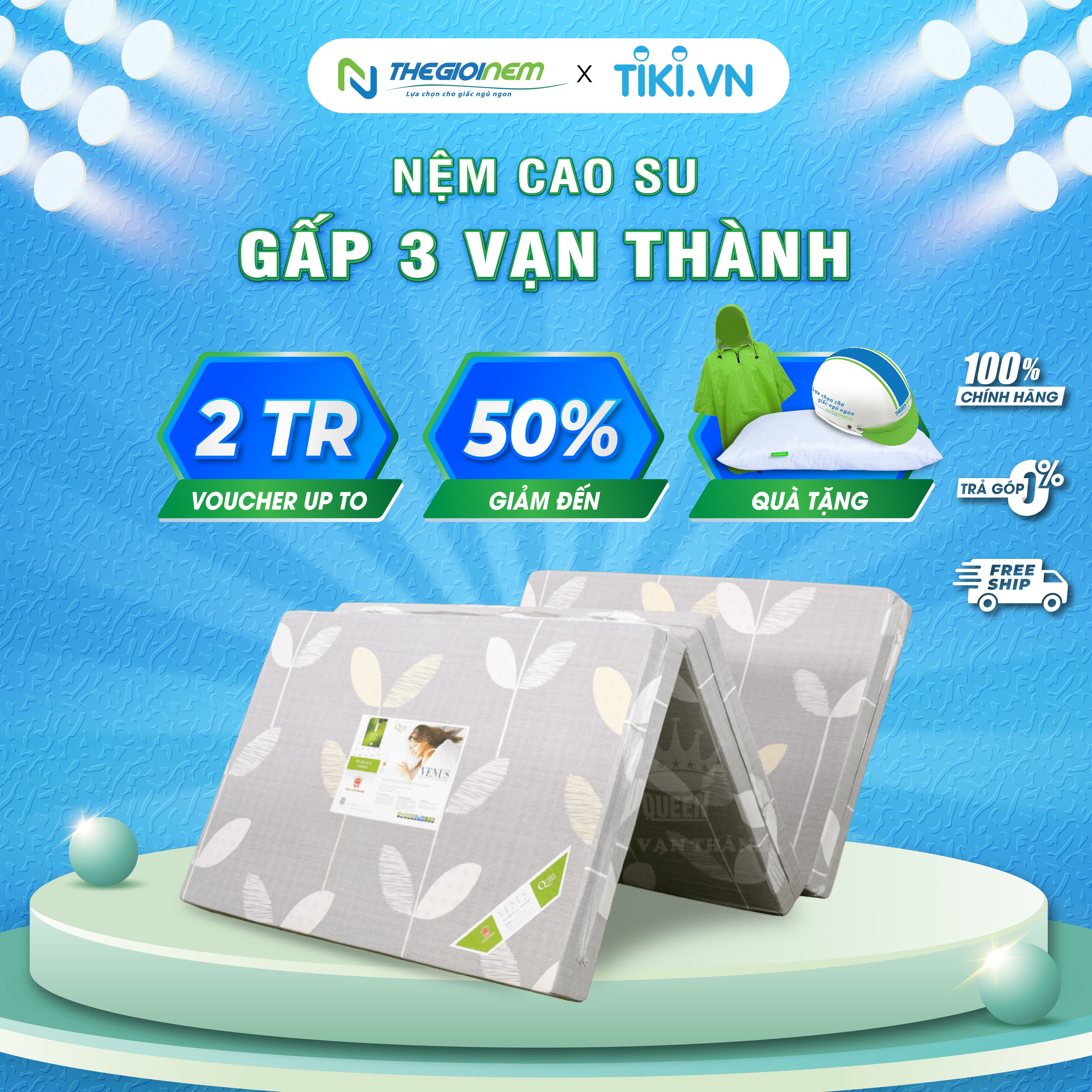 Nệm cao su gấp 3 Vạn Thành Venus Êm Ái 180x200x10cm