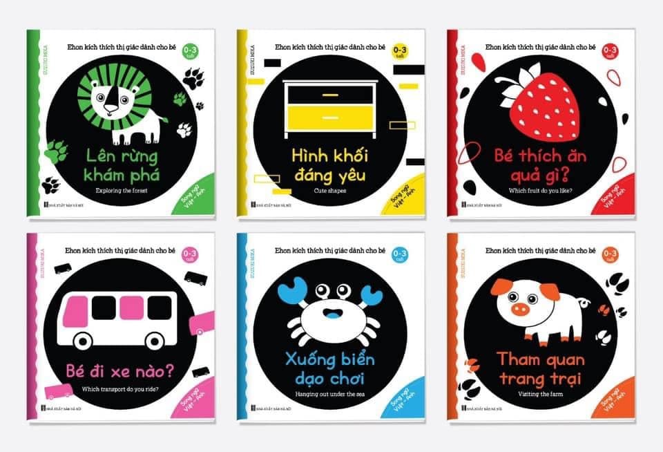 Combo 6 cuốn sách Ehon Song Ngữ Kích Thích Thị Giác Cho Bé 0 3 tuổi Black and White books
